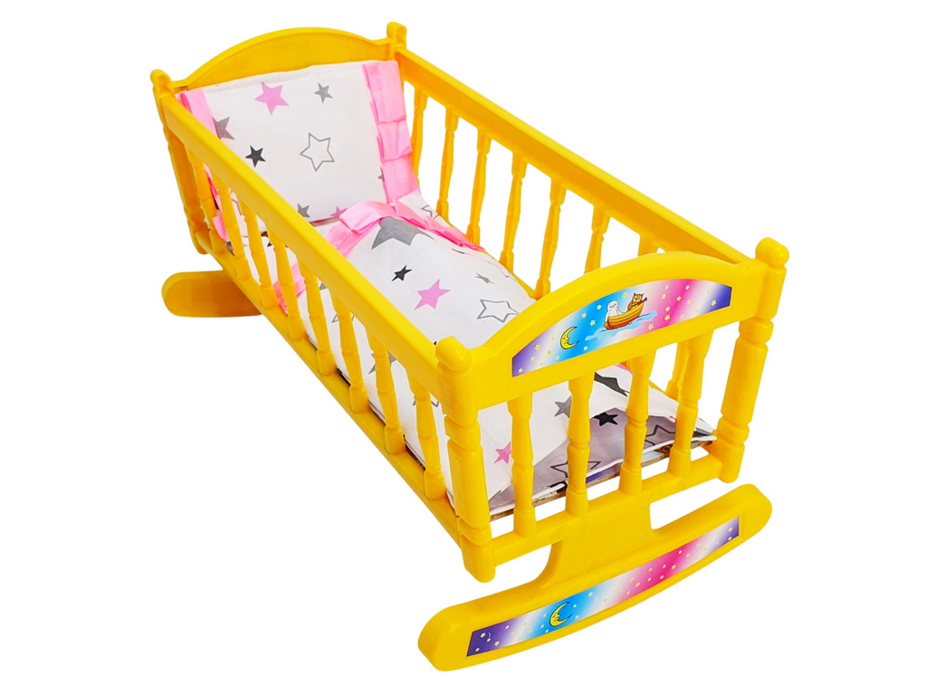 Кроватка для куклы качели с постелью M.Toys, 21260, пластик, текстильный комплект