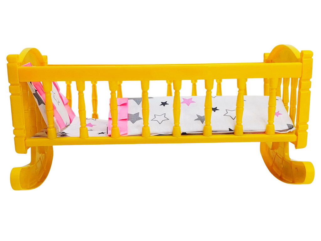 Кроватка для куклы качели с постелью M.Toys, 21260, пластик, текстильный комплект
