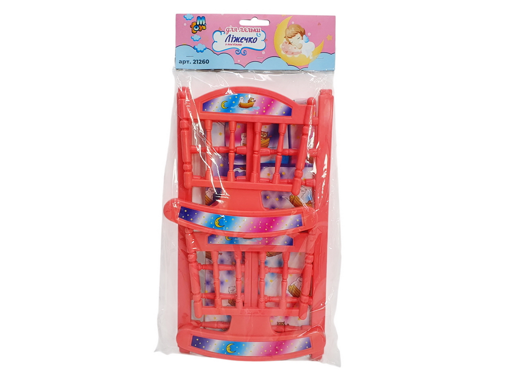 Кроватка для куклы качели с постелью M.Toys, 21260, пластик, текстильный комплект