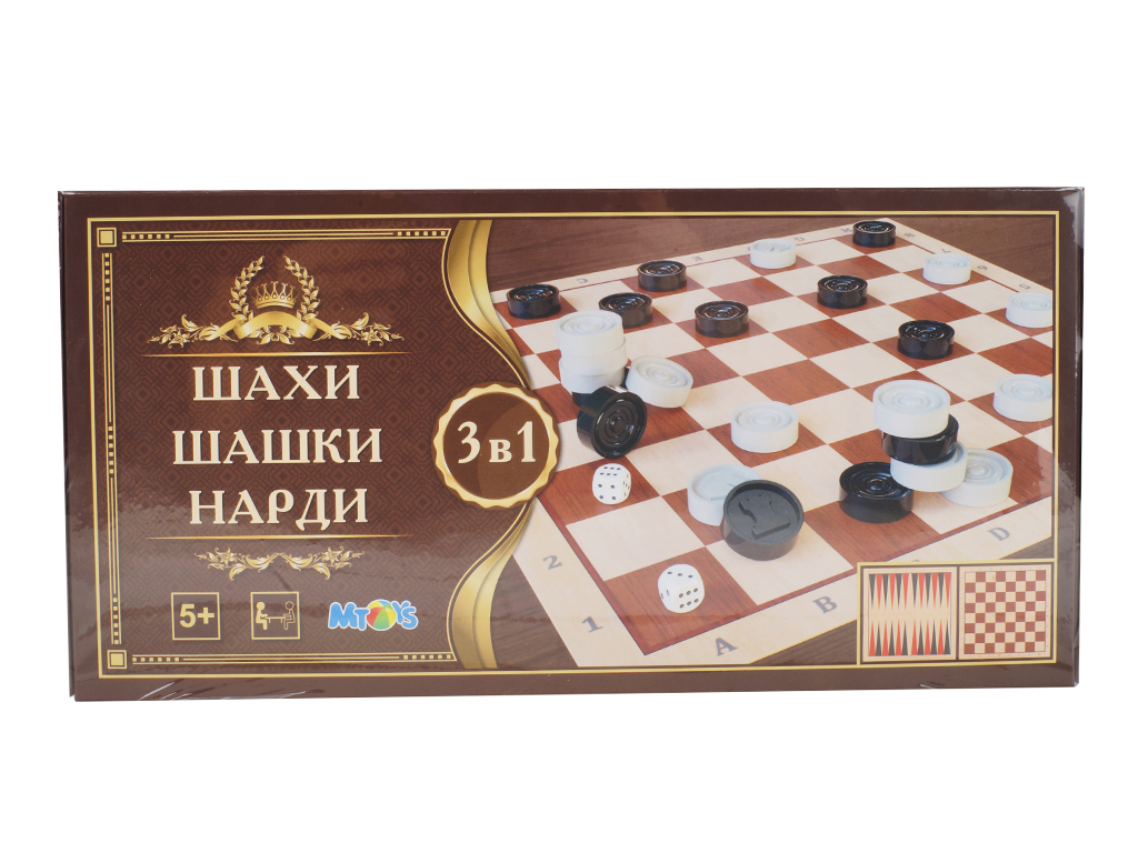 Набор 3в1 шашки, шахматы, нарды. M.Toys S0003