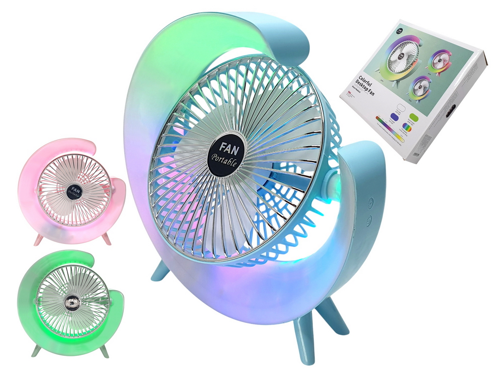 Вентилятор настольный аккумуляторный USB 24 см, с LED-подсветкой, Fan Music