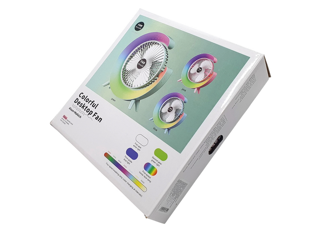 Вентилятор настольный аккумуляторный USB 24 см, с LED-подсветкой, Fan Music