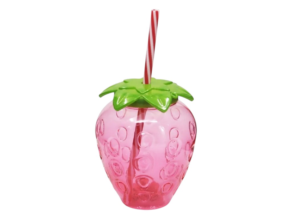 Стакан с крышкой и трубочкой Strawberry 500мл, R101013
