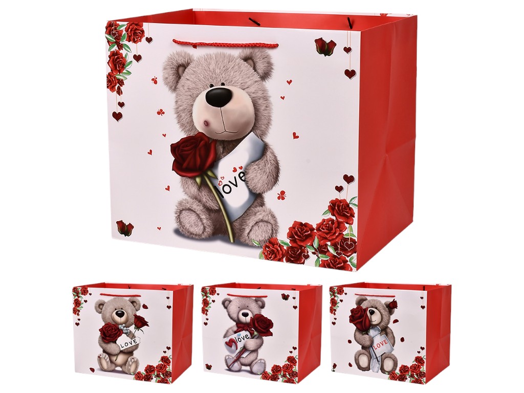 Пакет подарочный бумажный L "Teddy Love" 31*37*26см R101614-L