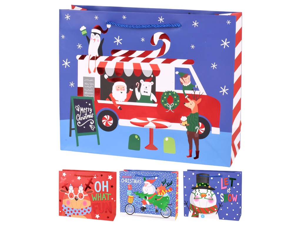 Пакет новогодний бумажный S "Let it snow" 24.5х19.5х10см, R33012-S