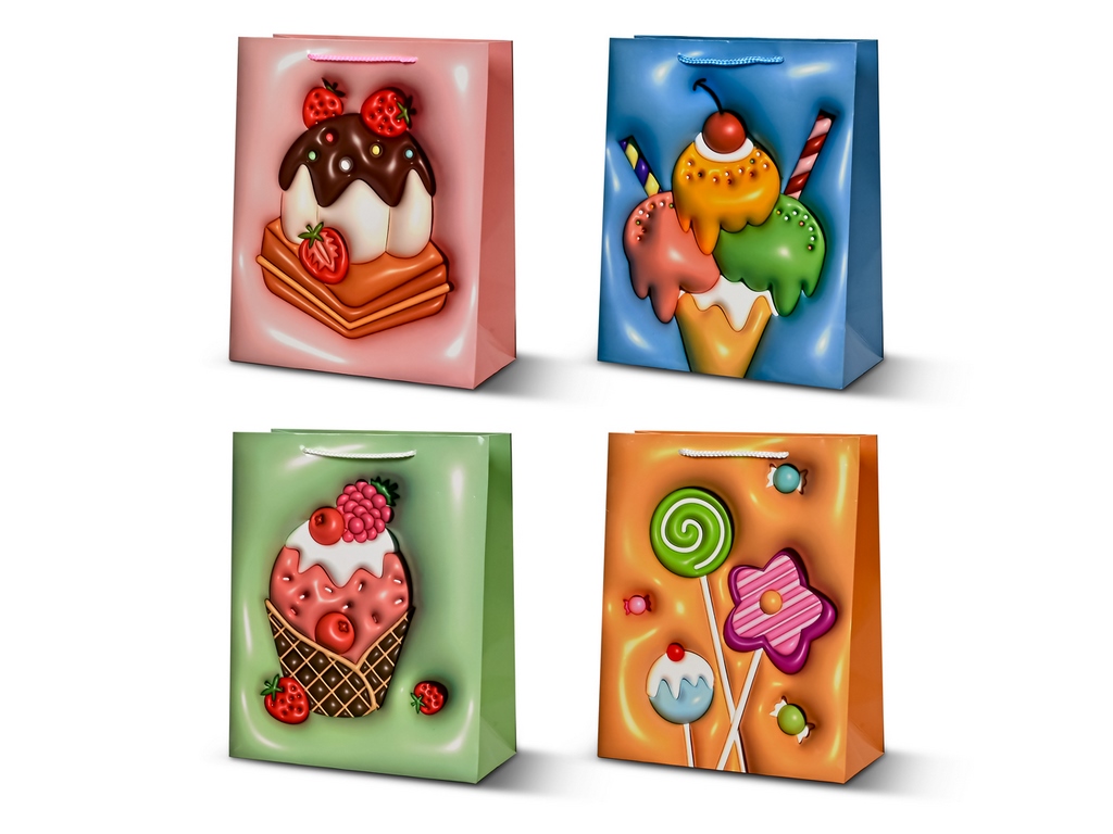Пакет подарунковий паперовий M Sweets 3D, 26х32х12см