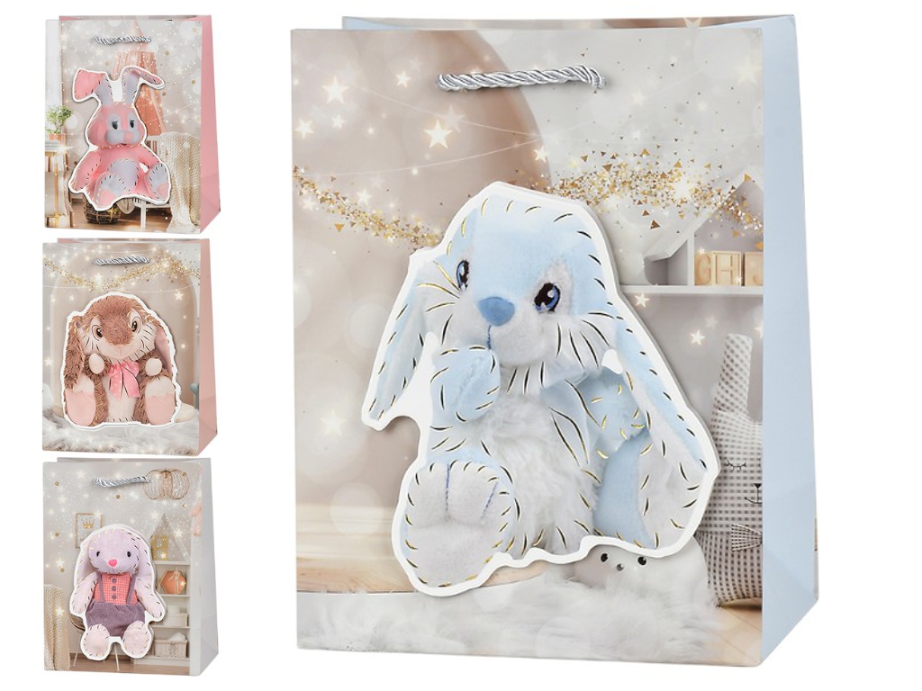 Пакет подарунковий паперовий M Rabbits 3D, 26х32х10см
