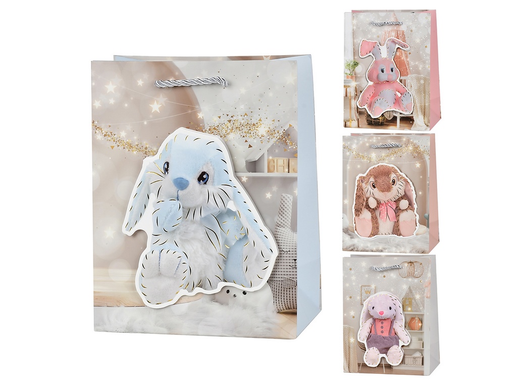 Пакет подарунковий паперовий S Rabbits 3D, 18х23х10см