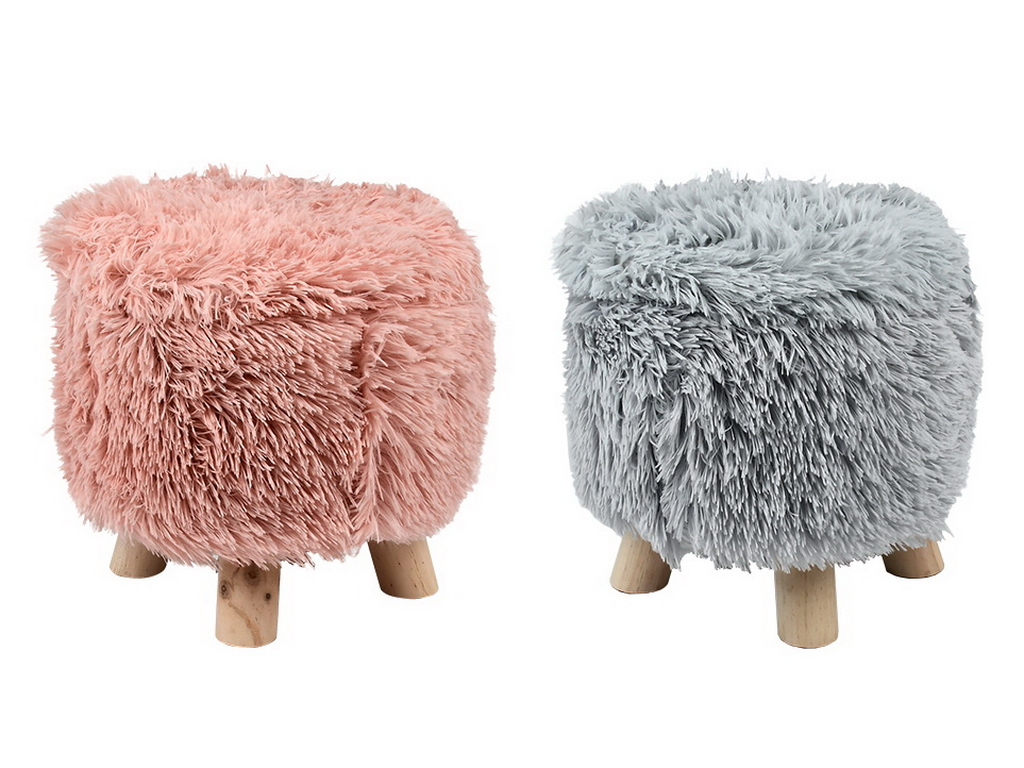 Пуф для зберігання речей Fluffy, 28×30 см, штучне хутро/дерево/ППУ, R33440-2, 5 кольорів