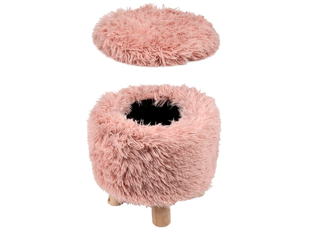 Пуф для зберігання речей Fluffy, 28×30 см, штучне хутро/дерево/ППУ, R33440-2, 5 кольорів