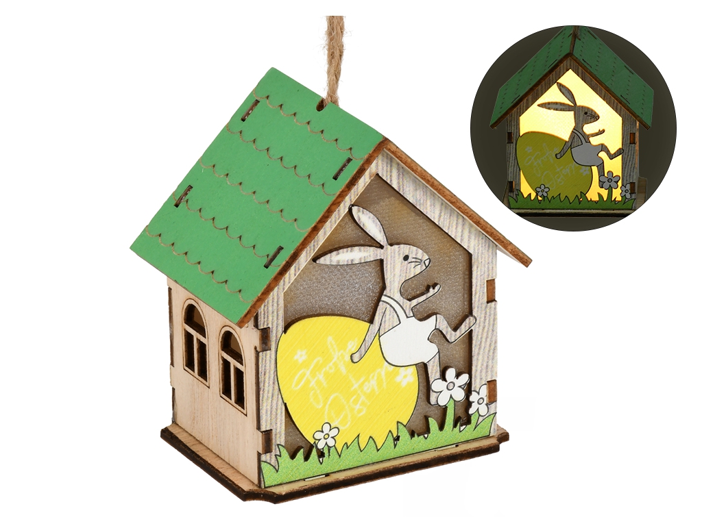 Лампа-фонарь с подсветкой Easter Bunny House 8 см, светящийся R33819