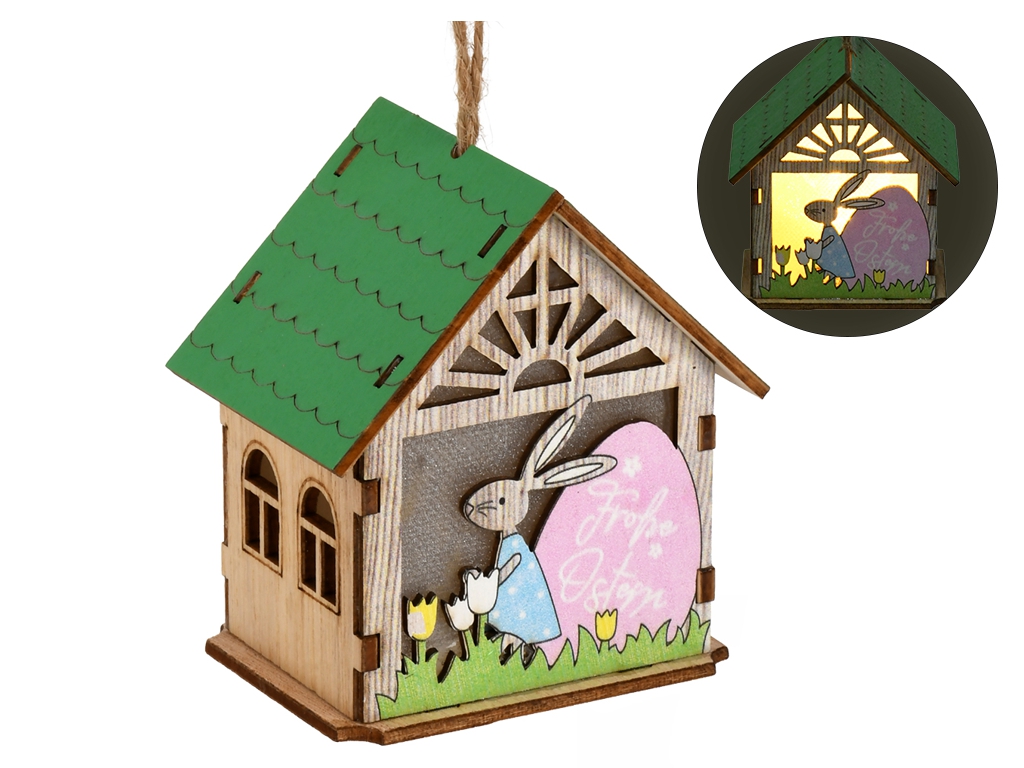 Лампа-ліхтар з підсвіткою Easter Bunny House 8 см, світиться, R33820