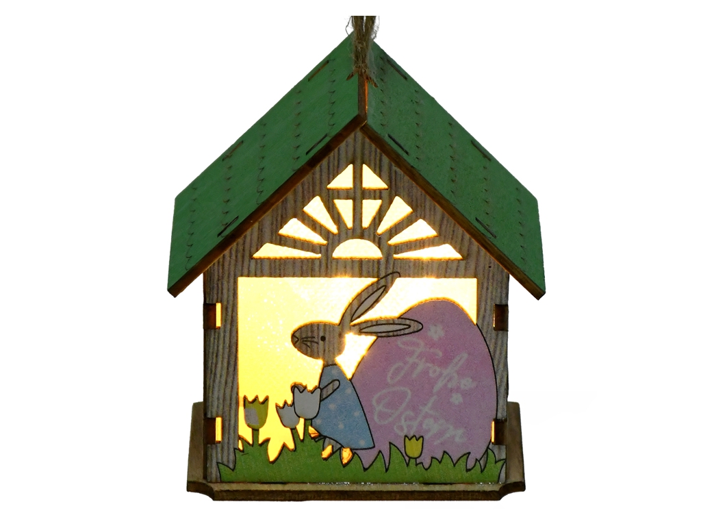 Лампа-ліхтар з підсвіткою Easter Bunny House 8 см, світиться, R33820