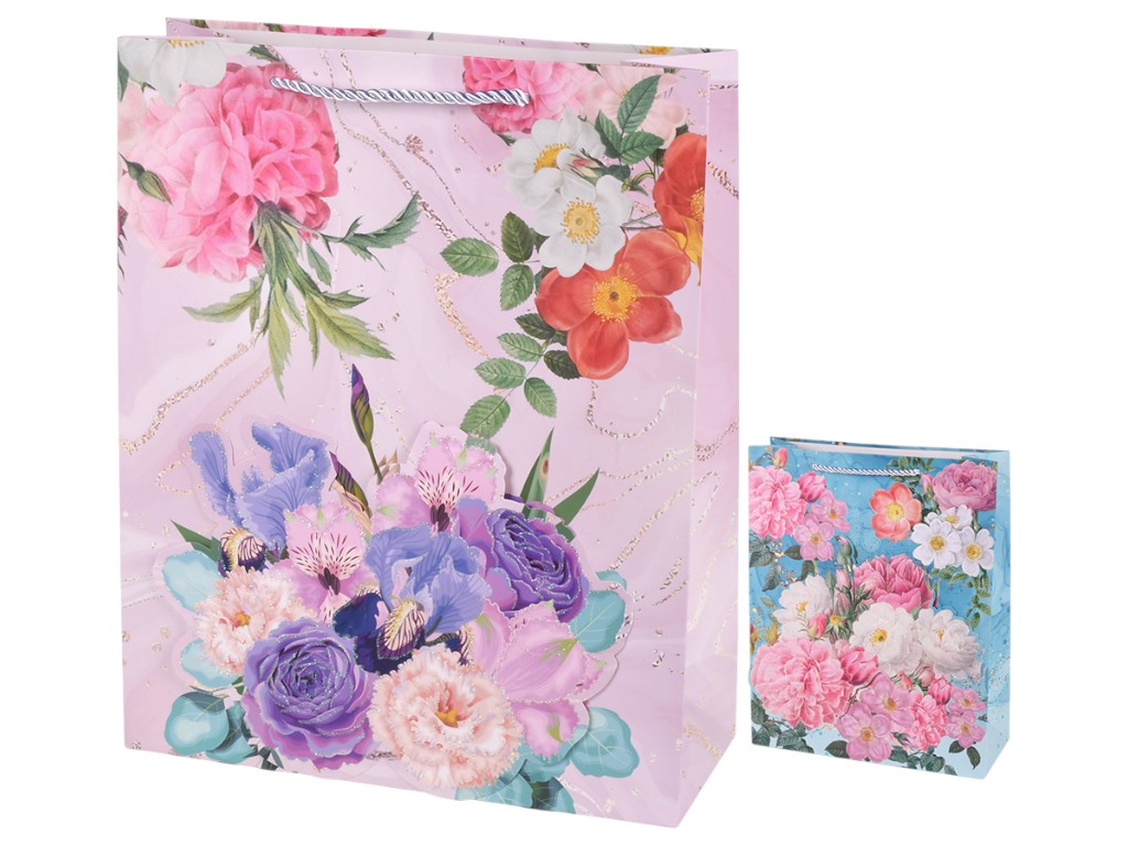 Пакет подарочный бумажный S "Flowers 3D" 18х24х8.5см, R34427-S