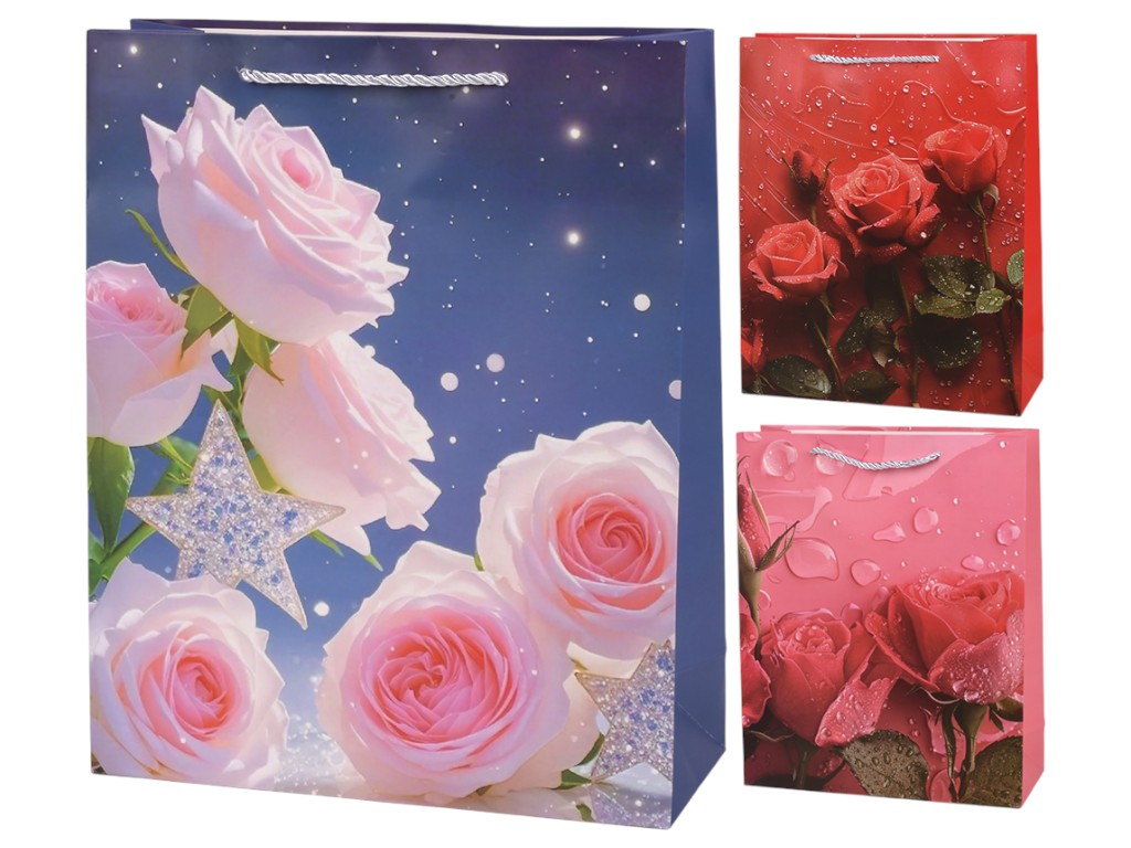 Пакет подарочный бумажный S "Roses" 18х24х8.5см, R34448-S