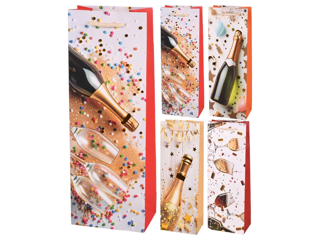 Пакет подарочный бумажный под бутылку "Party" 13х8.5х36см, R34514