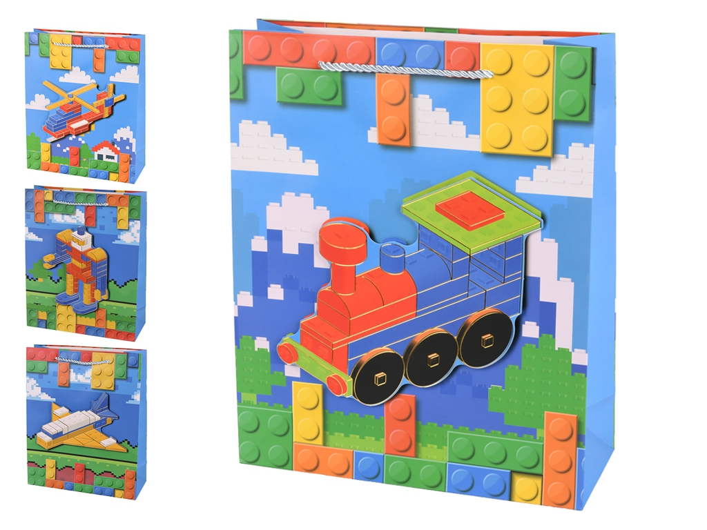 Пакет подарунковий паперовий Constructor 3D, 30×41.5×12 см, мікс видів