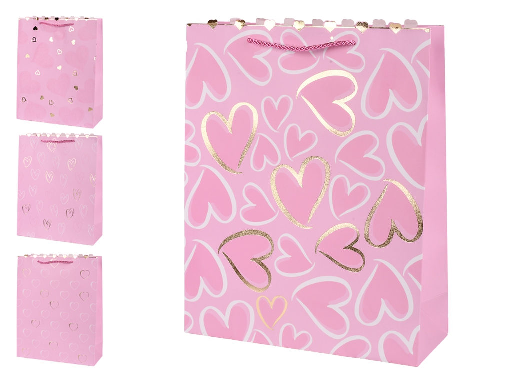 Пакет подарунковий паперовий Whith Love, 18х24х8.5см, мікс видів