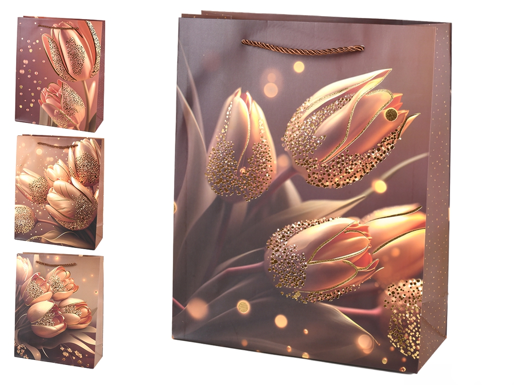 Пакет подарунковий паперовий Tulips, 31×40×12 см, мікс видів