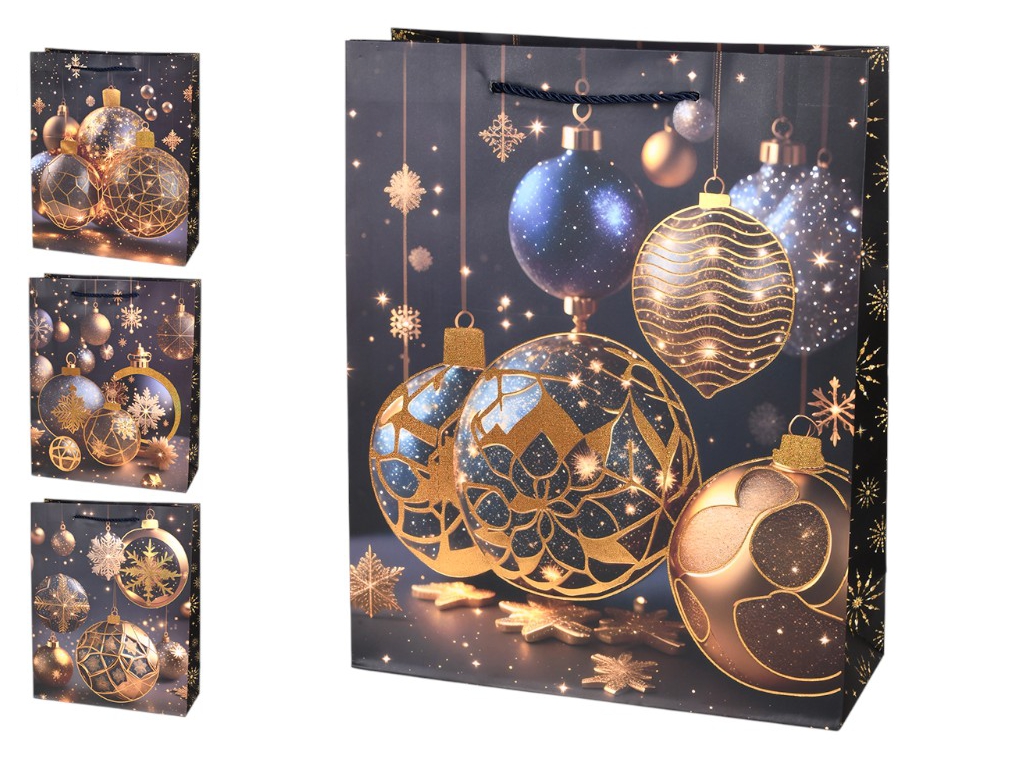 Пакет новорічний паперовий M New Year's toys 26х32х10см, R34758-M