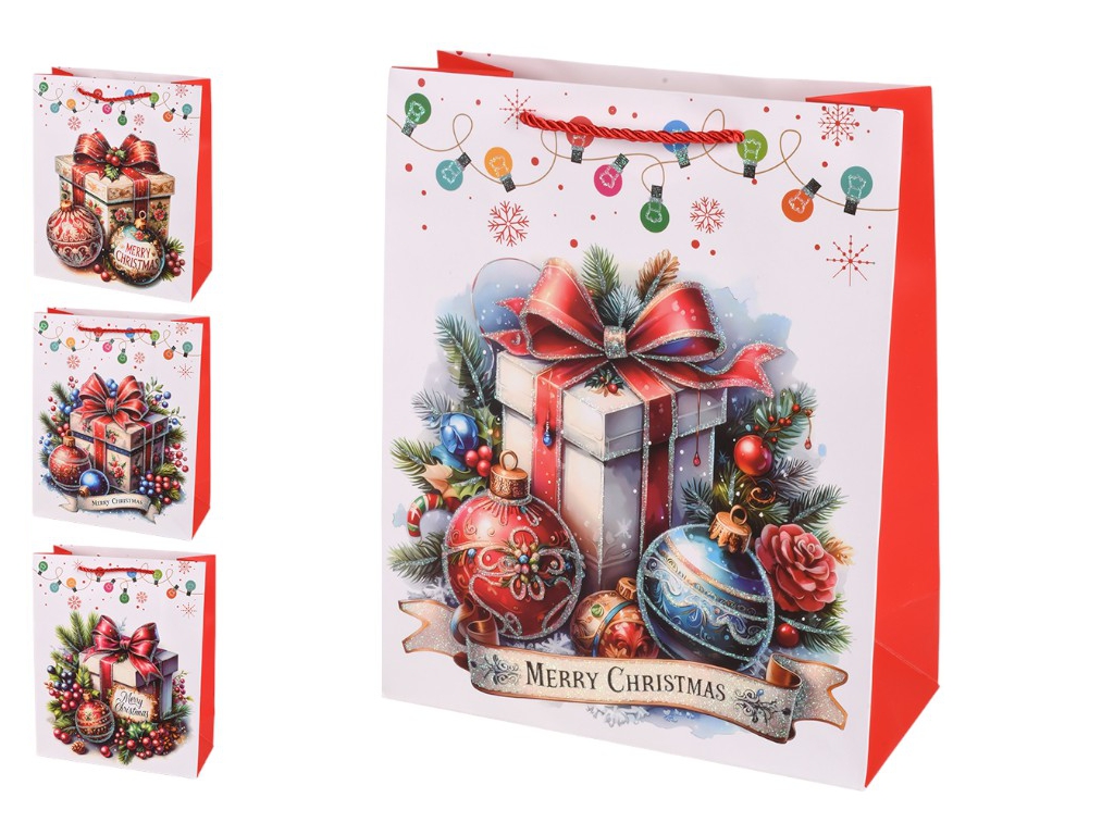 Пакет новорічний паперовий M Merry Christmas 26х32х12см, R34807-M