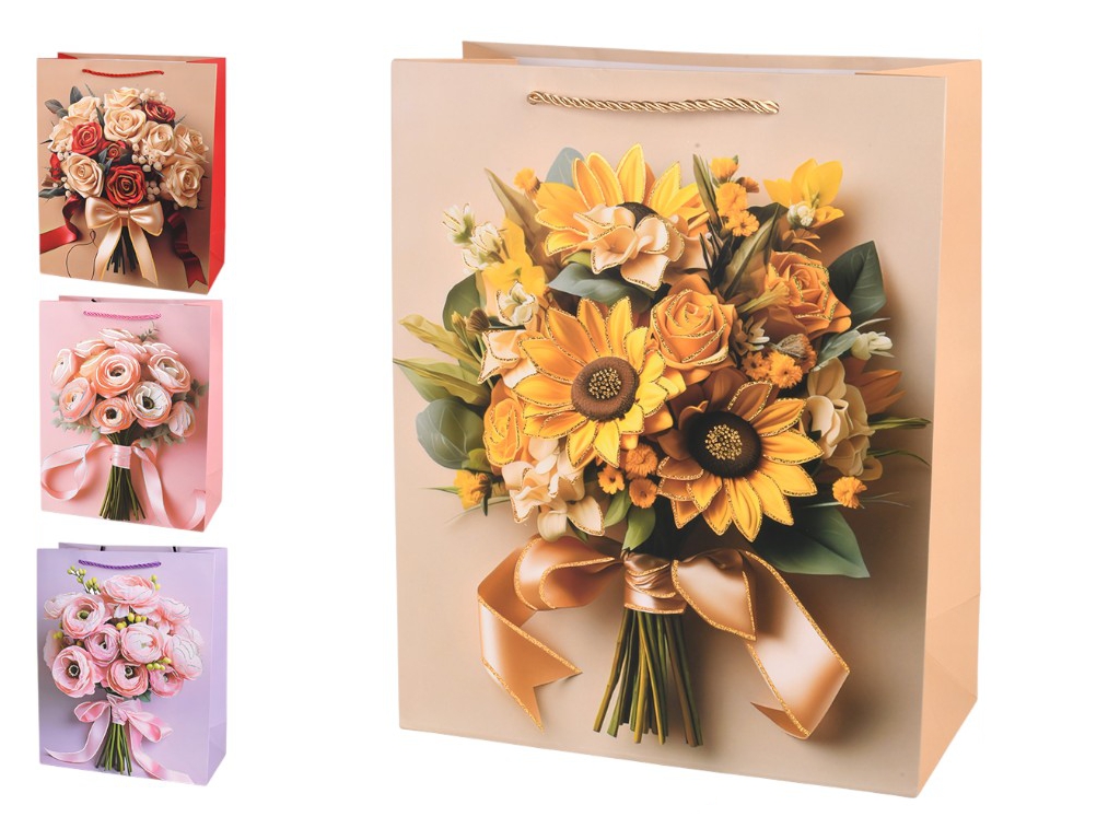 Пакет подарунковий паперовий M Bouquet 26х32х12см, R34840-M