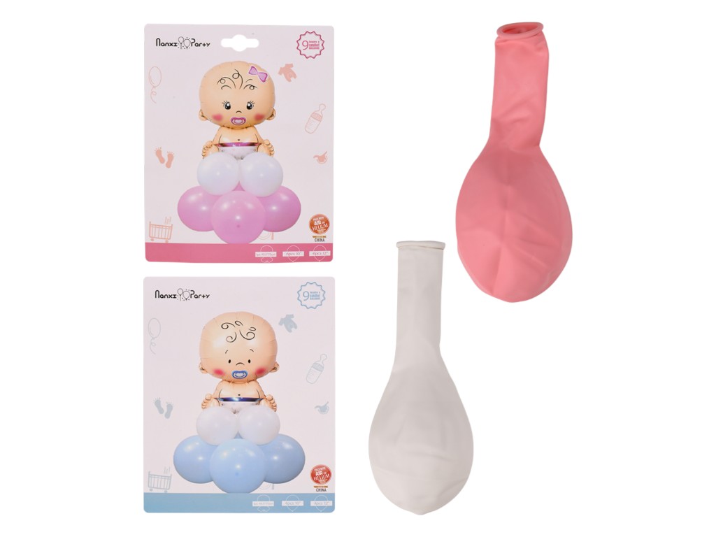 Набор воздушных шаров Baby 9 шт, латекс-фольга, 2 вида (цена за набор), R35121