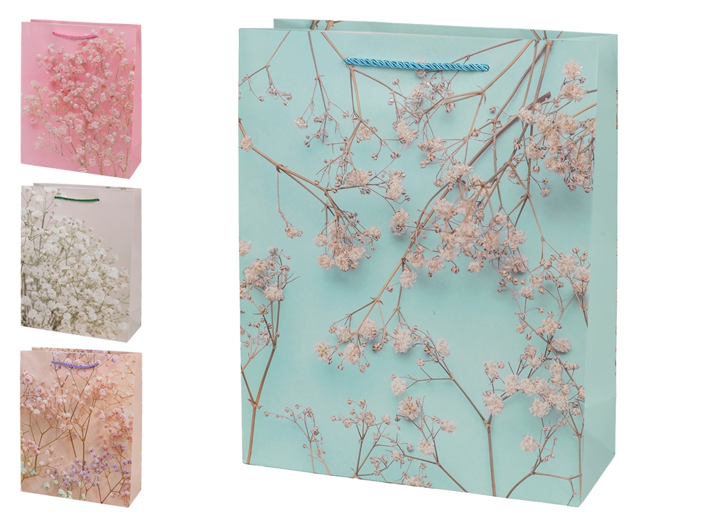 Пакет подарунковий паперовий Gypsophila R40757, 30×41.5×12 см, мікс видів