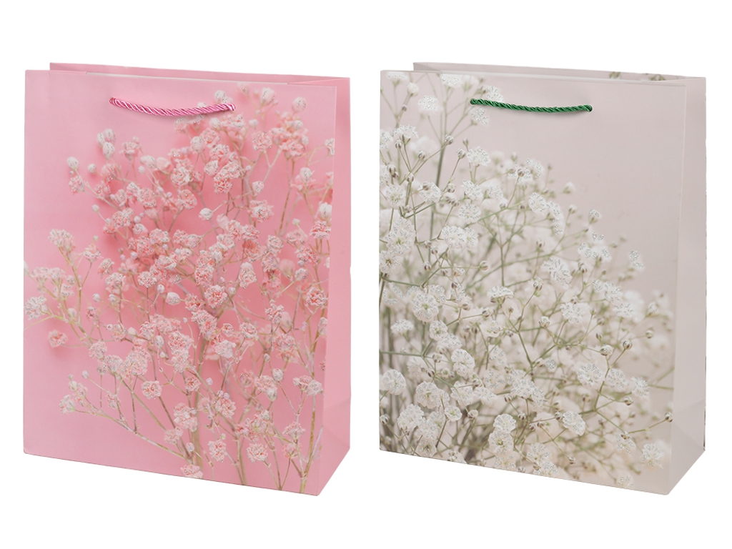 Пакет подарунковий паперовий Gypsophila R40757, 30×41.5×12 см, мікс видів