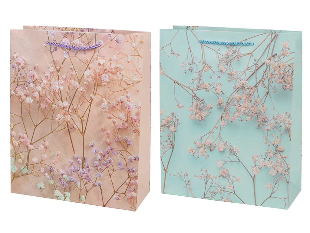 Пакет подарунковий паперовий Gypsophila R40757, 30×41.5×12 см, мікс видів