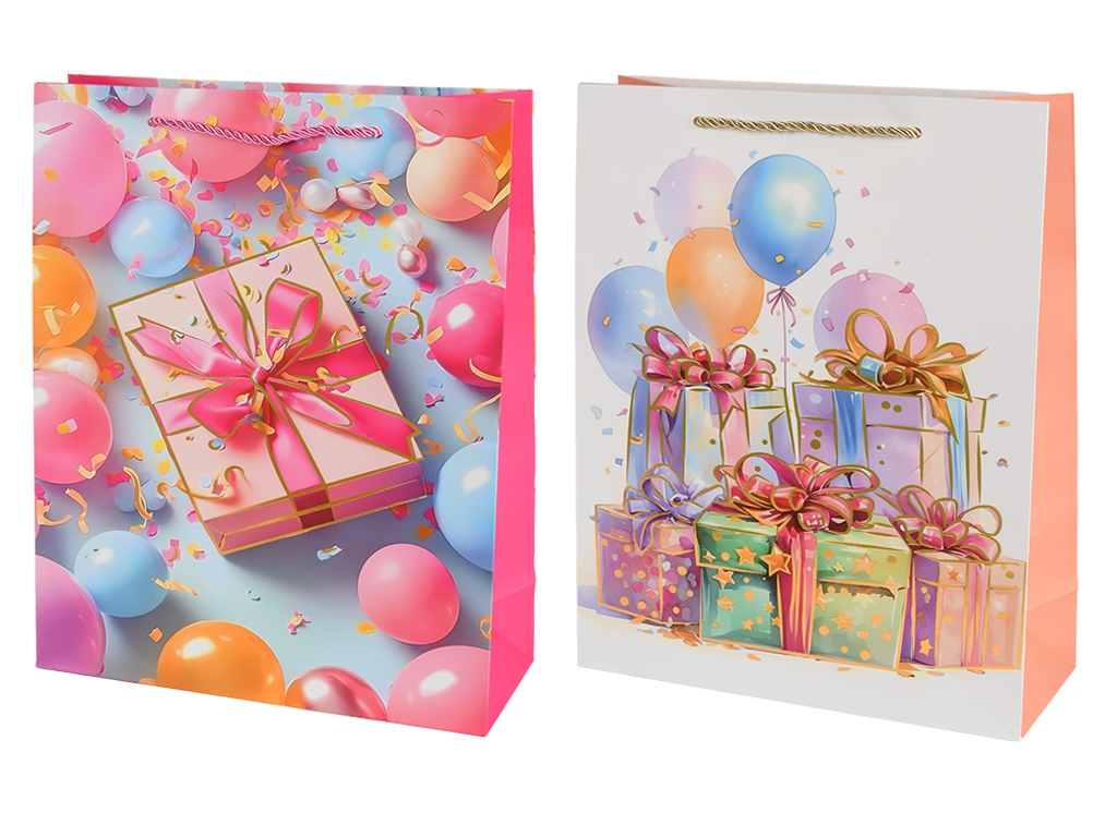 Пакет подарунковий паперовий Birthday party R40772-S, 18х23х10см, мікс видів
