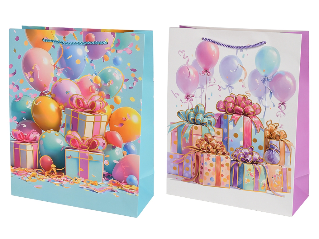 Пакет подарунковий паперовий Birthday party R40772-S, 18х23х10см, мікс видів