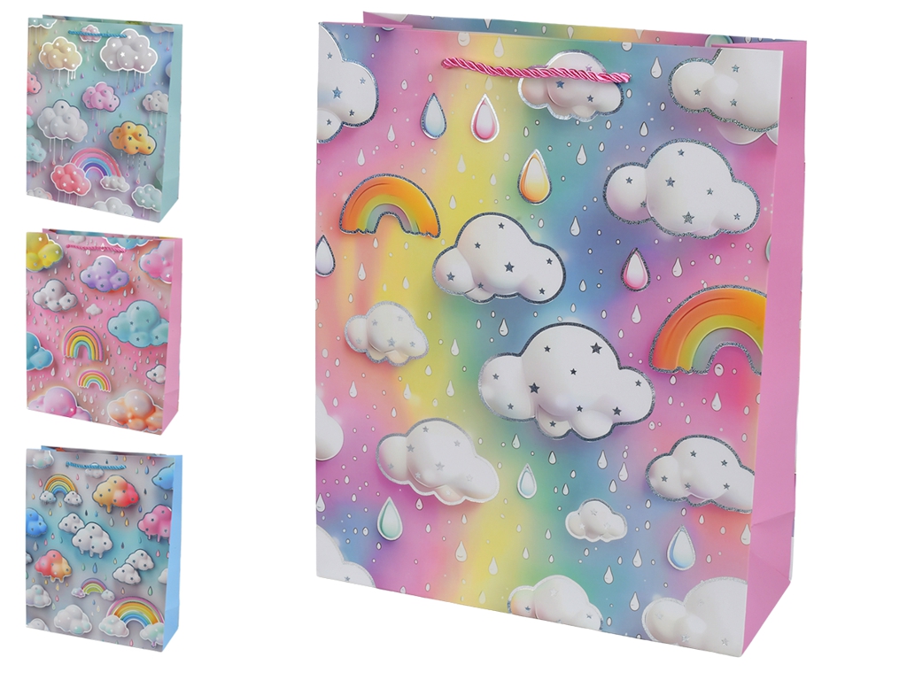 Пакет подарунковий паперовий Rainy clouds  R40775-S, 18х23х10см, мікс видів