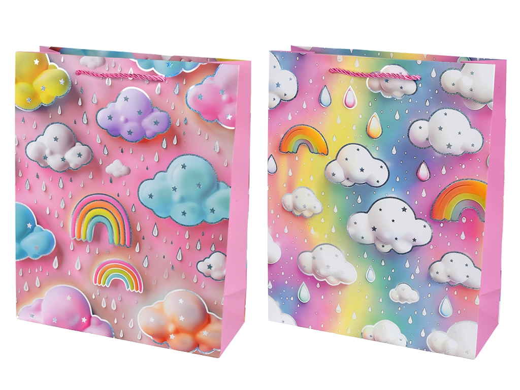 Пакет подарунковий паперовий Rainy clouds  R40775-S, 18х23х10см, мікс видів