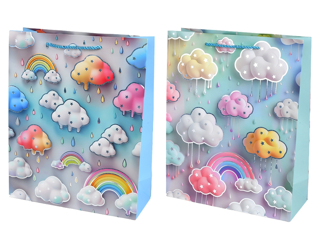 Пакет подарунковий паперовий Rainy clouds  R40775-S, 18х23х10см, мікс видів