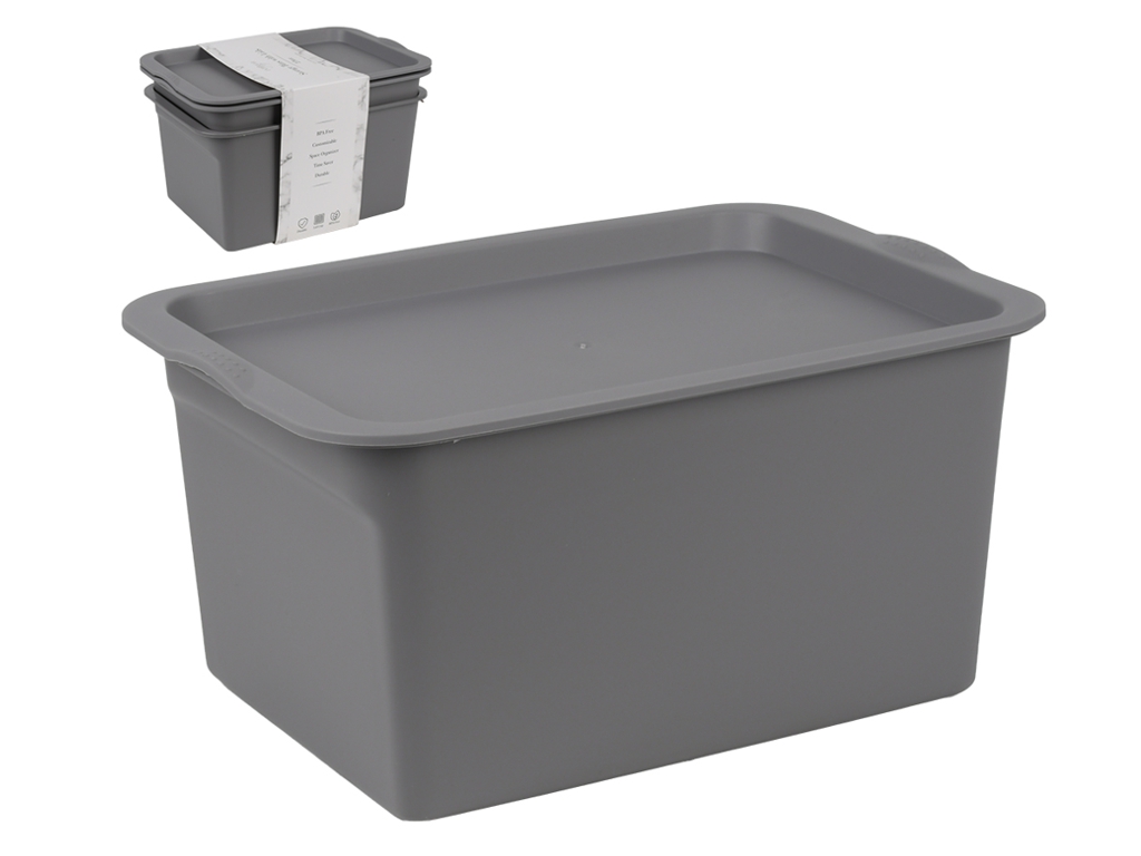 Набор коробок для хранения R42032-GR, 2 шт, 11×8×6/28×20×15 см, графит
