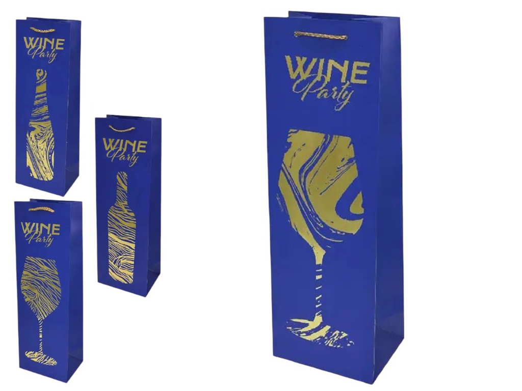 Пакет подарочный бумажный под бутылку Wine party 12х36х9см
