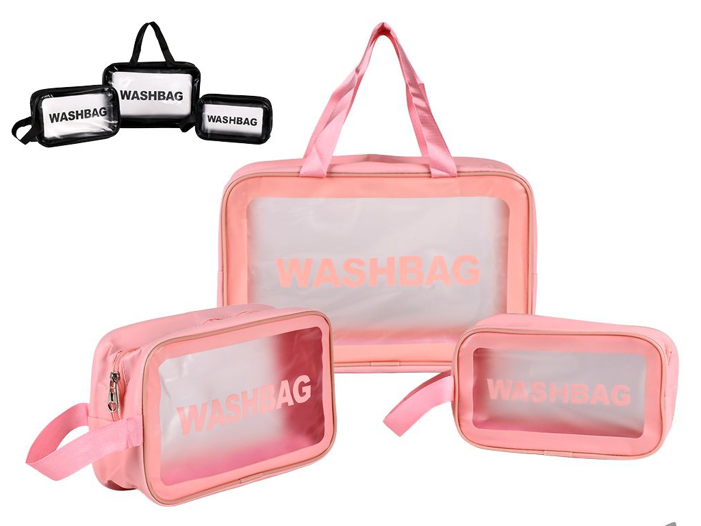 Косметичка дорожная Washbag, набор 3 шт (20×12×7 см/22×14×6.5 см/30×21×10.5 см), полиуретан