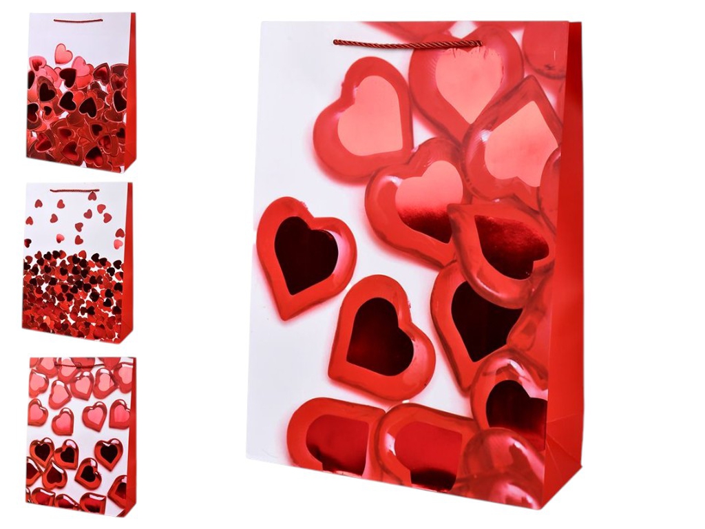 Пакет подарунковий паперовий L Hearts 30х41,5х12 см, R94885-L