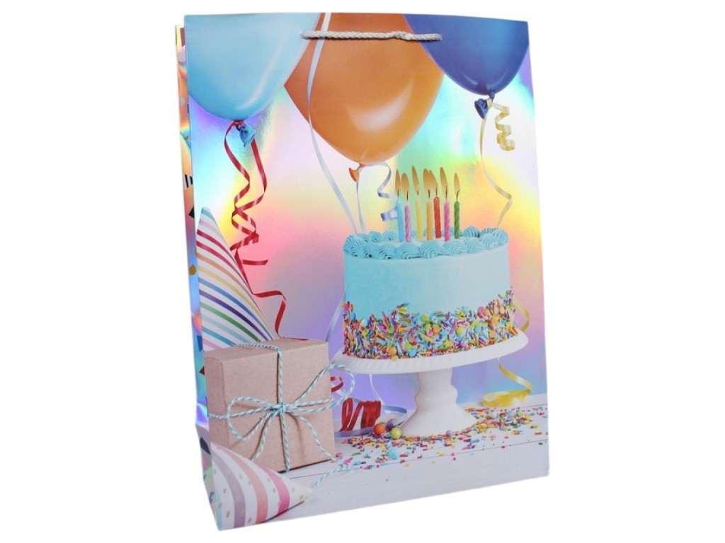 Пакет подарочный бумажный M "Happy Birthday" 26х32х10см, R95525-M