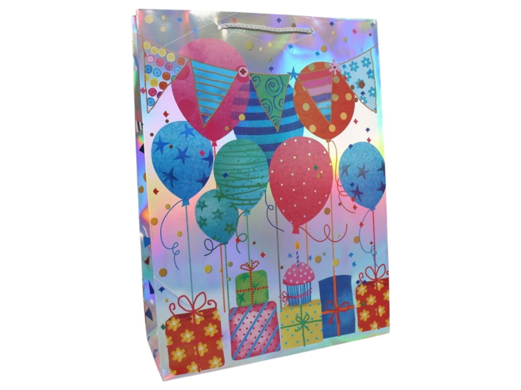 Пакет подарочный бумажный M "Happy Birthday" 26х32х10см, R95525-M