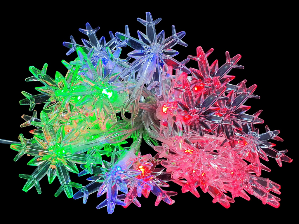 Гирлянда светодиодная Snowflakes 3м цветная 20led, 2AA+USB, R95869-C