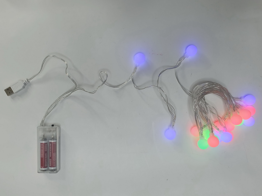 Гирлянда светодиодная Bubble matt 3м цветная 20led, 2AA+USB, R95881-C