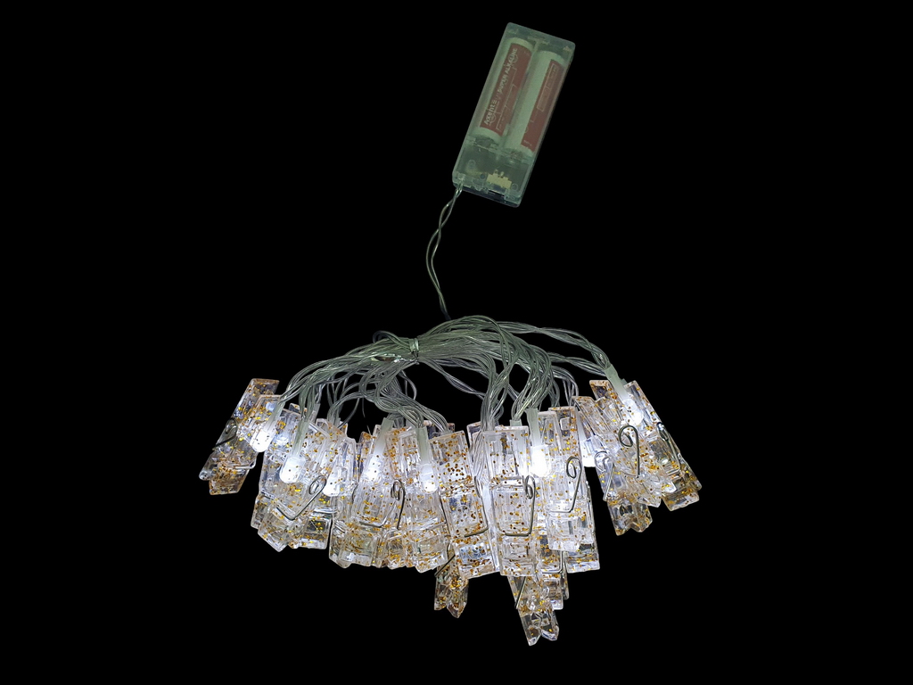 Гірлянда світлодіодна Прищіпки 3м біла 20led, 2AA, R96133-W