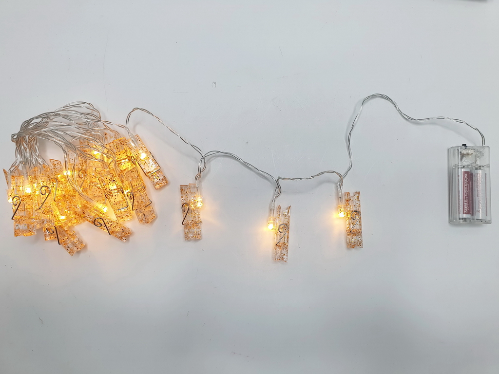 Гирлянда светодиодная Прищепки 3м желтая 20led, 2AA, R96133-Y