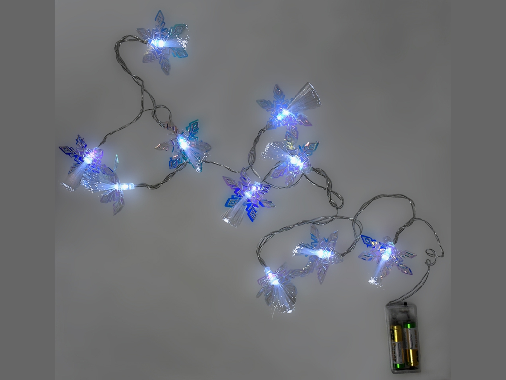Гирлянда светодиодная Снежинки 2м 10led, 2AA, R96311