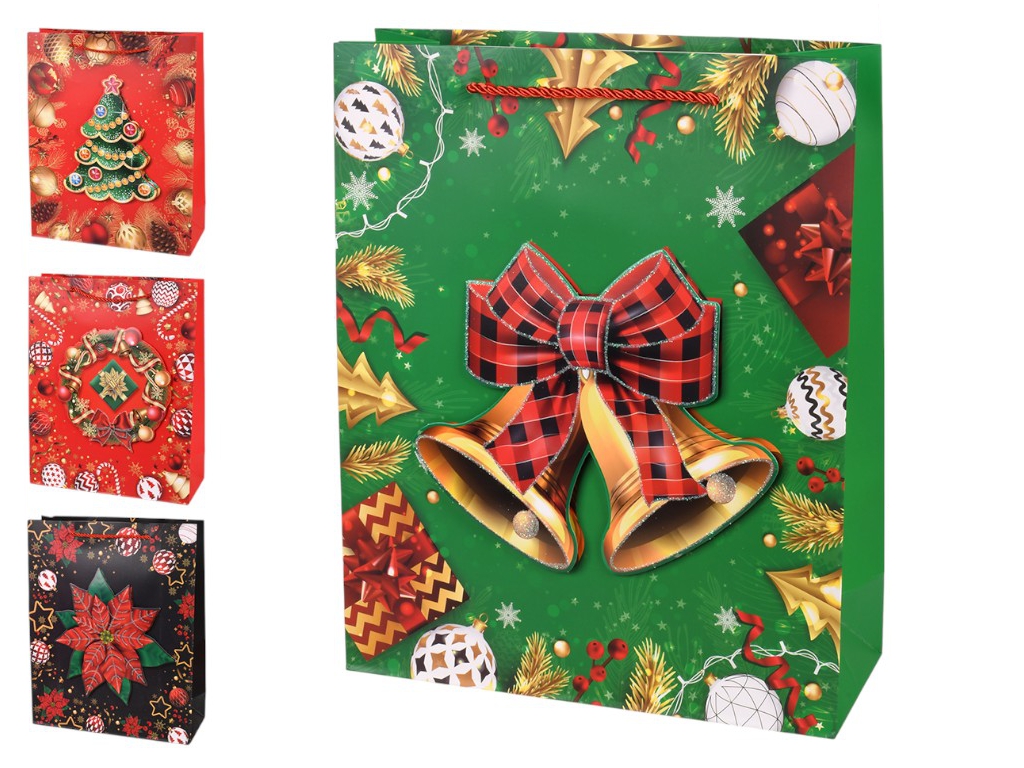 Пакет новорічний паперовий S Christmas decorations 3D 18х23х10см, R96634-S