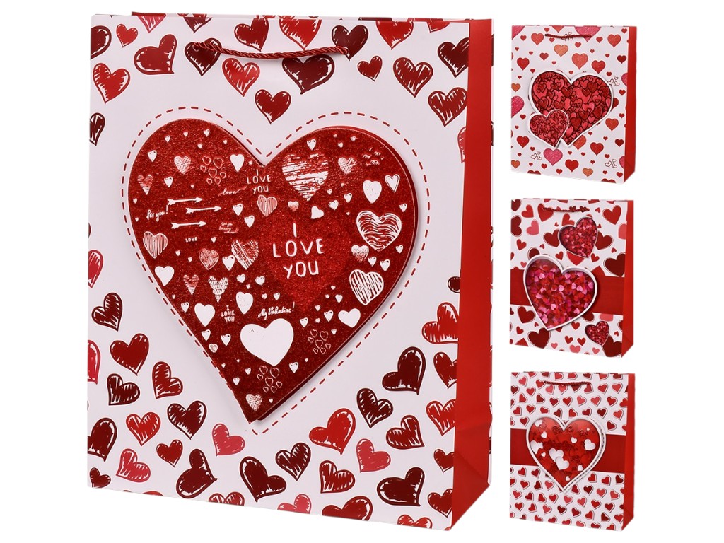 Пакет подарочный бумажный S "Love You 3D" 18х23х10см, R98493-S