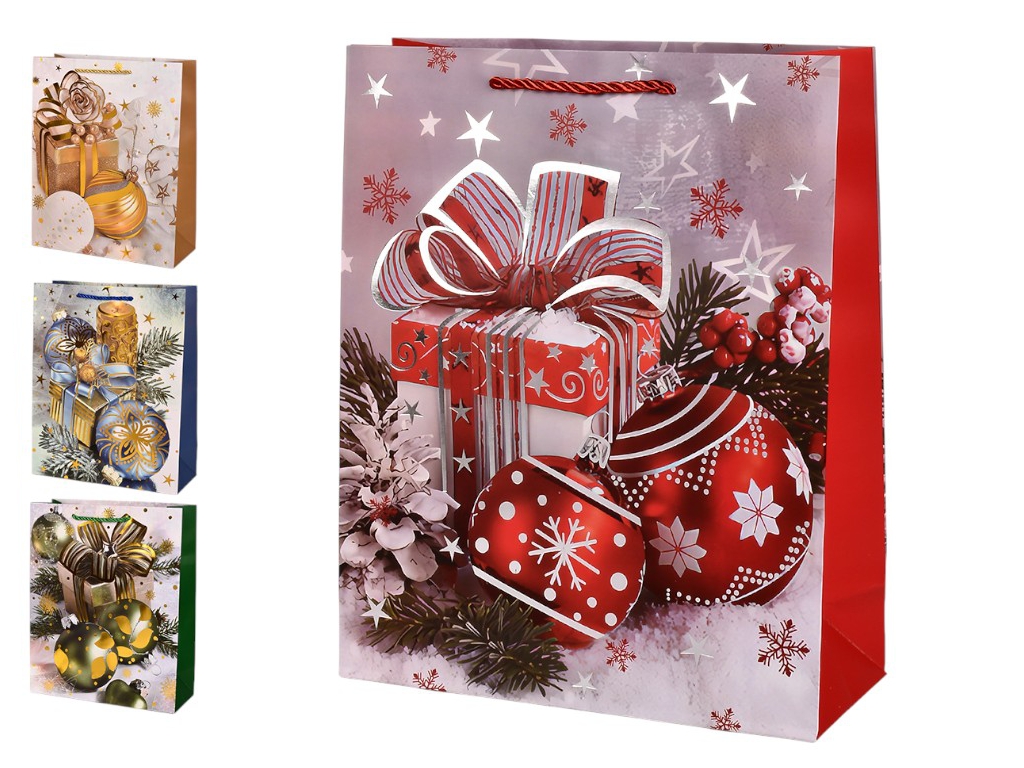Пакет новорічний паперовий L Christmas toys 30х42х12см, R98687-L