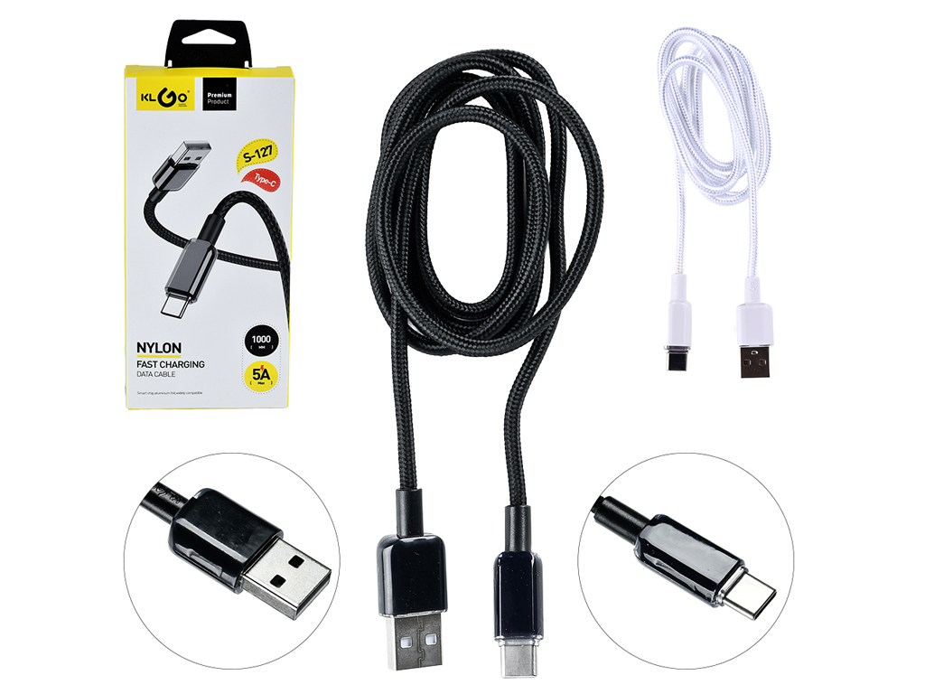 Кабель USB to Type-C 5A 1,0м, KLGO